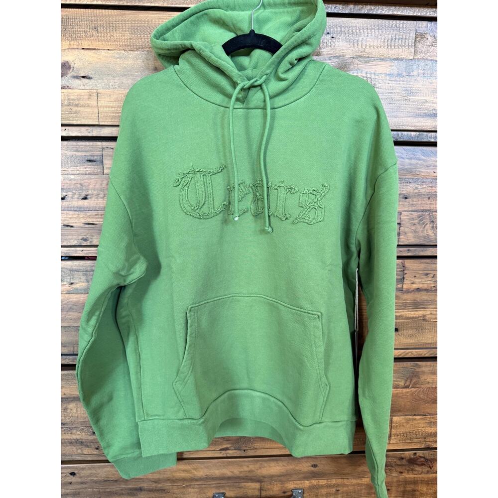 Denim Tears Hoodie Men Sz L Green Embroidered Pullover Sweatshirt 100% AUTHENTIC